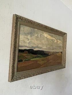 Peinture à l'huile impressionniste allemande ancienne du paysage de Robert Weise, 1909.
