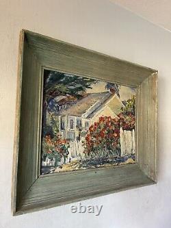 Peinture à l'huile impressionniste ancienne paysage moderne de Bertha Walker Glass de 1945