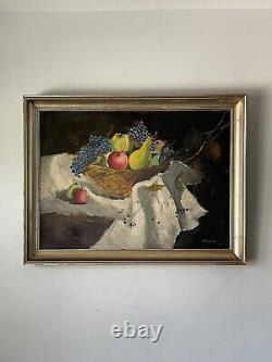 Peinture à l'huile impressionniste de nature morte antique ancienne moderne surréaliste 1947