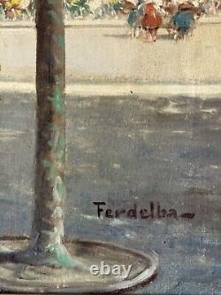 Peinture à l'huile impressionniste de paysage français ancien de Mario Ferdelba en France 50