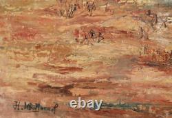 Peinture à l'huile impressionniste de paysage signée de grande taille