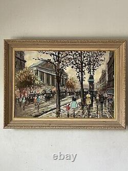 Peinture à l'huile moderne exceptionnelle d'un paysage urbain impressionniste français antique de la vieille ville de Paris.
