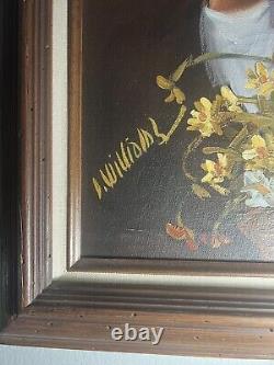 Peinture à l'huile originale antique du 18ème siècle signée par I. Williams, Grand cadre