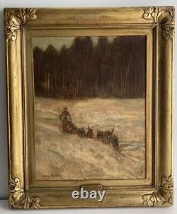 Peinture à l'huile originale antique vintage 'Northern Express' - Signée Franz Johnston