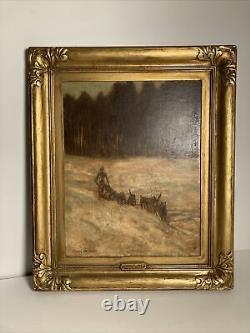 Peinture à l'huile originale antique vintage 'Northern Express' - Signée Franz Johnston