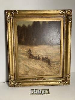 Peinture à l'huile originale antique vintage 'Northern Express' - Signée Franz Johnston