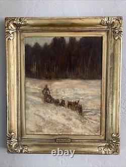 Peinture à l'huile originale antique vintage 'Northern Express' - Signée Franz Johnston