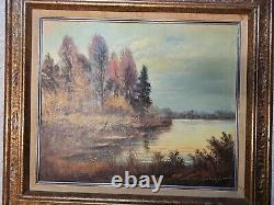 Peinture à l'huile originale antiques sur toile signée encadrée en grand