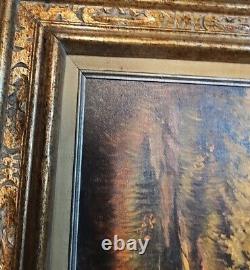 Peinture à l'huile originale antiques sur toile signée encadrée en grand