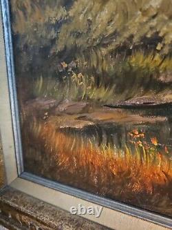 Peinture à l'huile originale antiques sur toile signée encadrée en grand