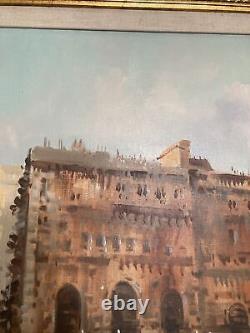 Peinture à l'huile originale sur toile ancienne vintage - Fontaine de Trevi Rome - A. Devity