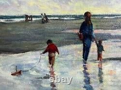 Peinture à l'huile originale vintage / Paysage côtier de plage /? Signé Glendan