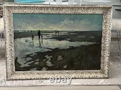 Peinture à l'huile originale vintage / Paysage côtier de plage /? Signé Glendan