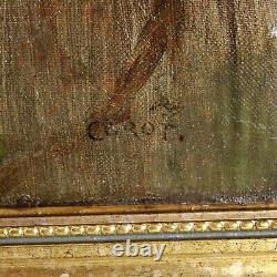 Peinture à l'huile paysagère tonaliste antique dans le style de Corot