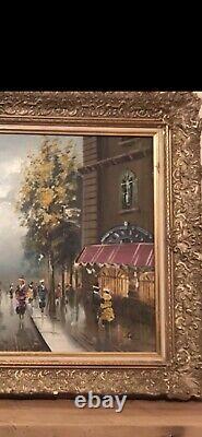 Peinture à l'huile signée du Moulin Rouge, antiquité