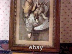 Peinture à l'huile sur panneau encadrée de chasse aux oiseaux de jeu d'Emil Carlsen Antique des années 1890.