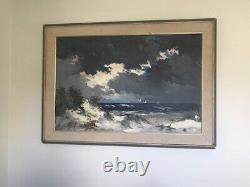 Peinture à l'huile sur toile de grand format de van Schendel encadrée, paysage marin impressionniste ancien