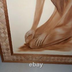 Peinture à l'huile sur toile représentant une femme nue de 1981, de grande taille, signée Marti