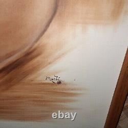 Peinture à l'huile sur toile représentant une femme nue de 1981, de grande taille, signée Marti