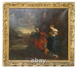 Peinture ancienne, Huile, Abraham chassant Agar et Ismaël, XVIIe/XVIIIe siècle, années 1600