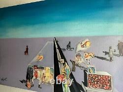 Peinture ancienne à l'huile sur toile signée SALVADOR DALI Grand format 19 X 27