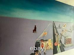 Peinture ancienne à l'huile sur toile signée SALVADOR DALI Grand format 19 X 27