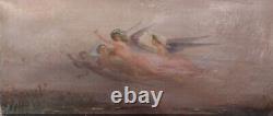 Peinture ancienne sur toile à l'huile, nymphes, August Friedrich Schenck, France, rare, vieille, 19e siècle
