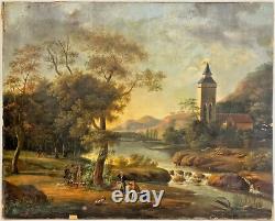 Peinture antique, huile sur toile, européenne, Severn, signée, datée de 1878, 19ème siècle