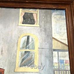 Peinture de grande taille sur masonite de l'immobilier de George Leslie Engel des années 1940 en français