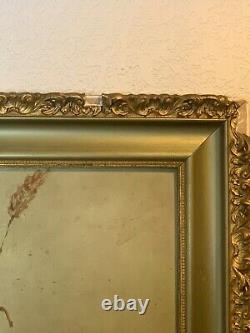 Peinture de nature morte florale à l'huile sur panneau du 19ème siècle dans un cadre en gesso doré.