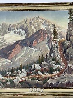 Peinture de paysage ancienne américaine en plein air, listée, grandes montagnes, huile de Gardner