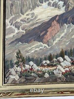 Peinture de paysage ancienne américaine en plein air, listée, grandes montagnes, huile de Gardner