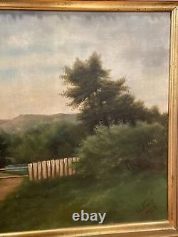 Peinture de paysage ancienne signée et datée à l'huile sur toile de L. L. Fornoff 1905