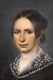 Peinture De Portrait élégante D'une Grande Dame Sur Toile à L'huile Ancienne Encadrée Du 19e Siècle