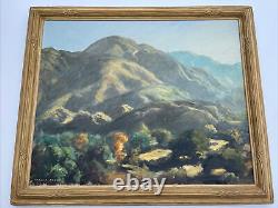 Peinture impressionniste américaine ancienne répertoriée Paysage Californien précoce de grande taille