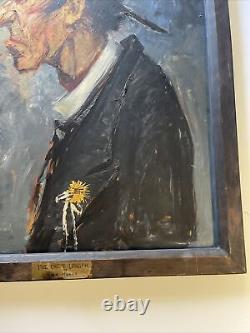 Portrait Peinture Modernisme Ancienne Lincoln Illustration Par Haase Grande Huile Rare