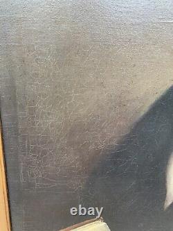 Portrait antique du 19ème siècle d'un gentleman, peinture à l'huile sur toile de 37 x 31.75