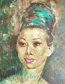 Portrait de dame britannique, russe, impressionniste dans une grande peinture à l'huile ancienne