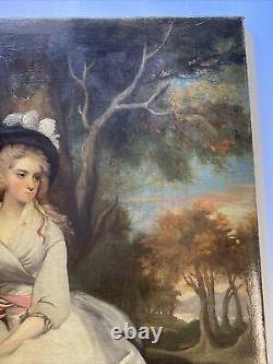 Portrait de peinture ancienne du 18ème au 19ème siècle Grande vieille maîtresse jolie femme