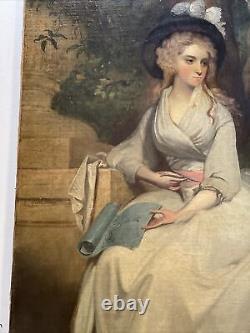 Portrait de peinture ancienne du 18ème au 19ème siècle Grande vieille maîtresse jolie femme