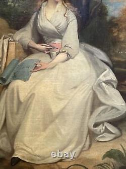 Portrait de peinture ancienne du 18ème au 19ème siècle Grande vieille maîtresse jolie femme