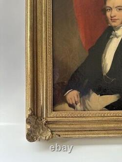 Portrait masculin vintage, peinture à l'huile classique, œuvre d'art originale encadrée, antiquité