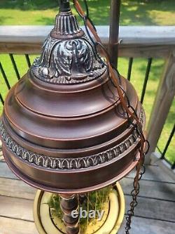 RARE Antique LARGE 36H Don Juan Lampe à suspendre à l'huile minérale pluviale BEAUTIFUL