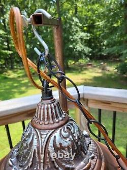 RARE Antique LARGE 36H Don Juan Lampe à suspendre à l'huile minérale pluviale BEAUTIFUL