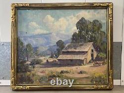 RARE Belle Antiquité Ancien Paysage de Plein Air de Californie Peinture à l'huile AHLGREN