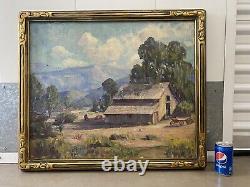 RARE Belle Antiquité Ancien Paysage de Plein Air de Californie Peinture à l'huile AHLGREN