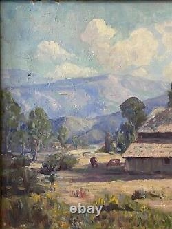 RARE Belle Antiquité Ancien Paysage de Plein Air de Californie Peinture à l'huile AHLGREN