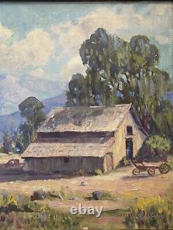 RARE Belle Antiquité Ancien Paysage de Plein Air de Californie Peinture à l'huile AHLGREN