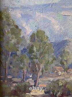 RARE Belle Antiquité Ancien Paysage de Plein Air de Californie Peinture à l'huile AHLGREN