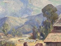 RARE Belle Antiquité Ancien Paysage de Plein Air de Californie Peinture à l'huile AHLGREN